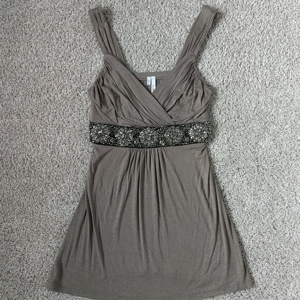 Y2K 90's Maurices beaded top, olive green, xs